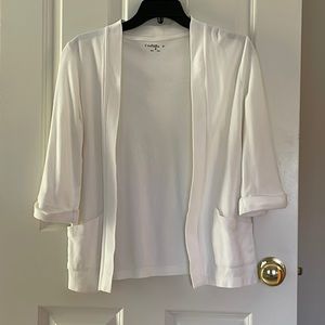 White ¾ length sleeve cardigan